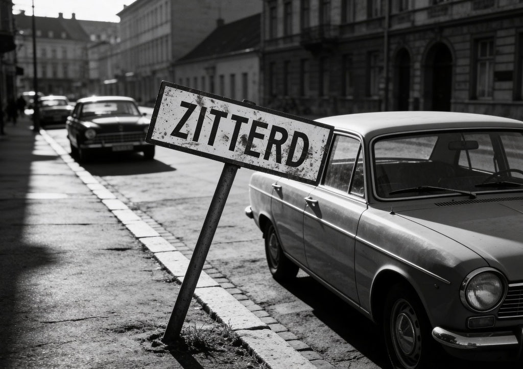 Vintage plaatsnaambord Zitterd - 30cm - wit/zwart