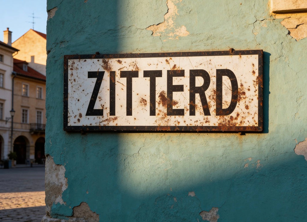 Vintage plaatsnaambord Zitterd - 30cm - wit/zwart