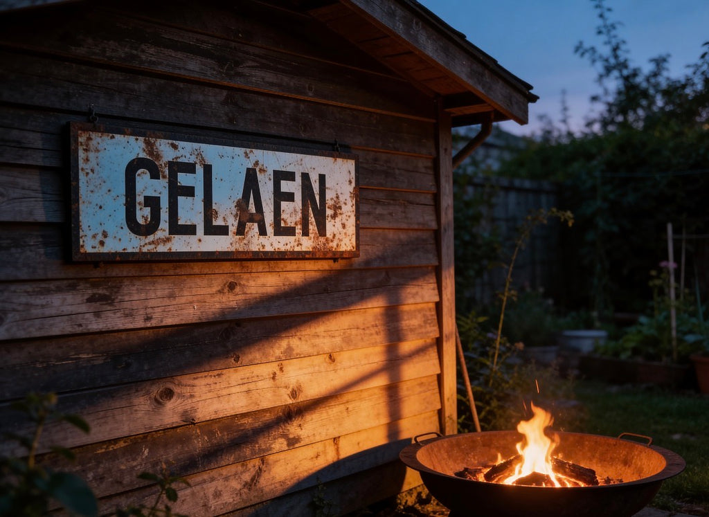 Vintage plaatsnaambord Gelaen - 60cm - wit/zwart