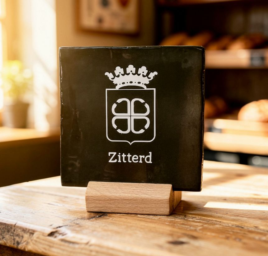 Tegel Wapen van Zitterd 10x10cm (zw/w)