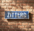 Vintage plaatsnaambord Zitterd - 60cm - blauw/wit