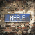 Vintage plaatsnaambord Heële - 30cm - blauw/wit