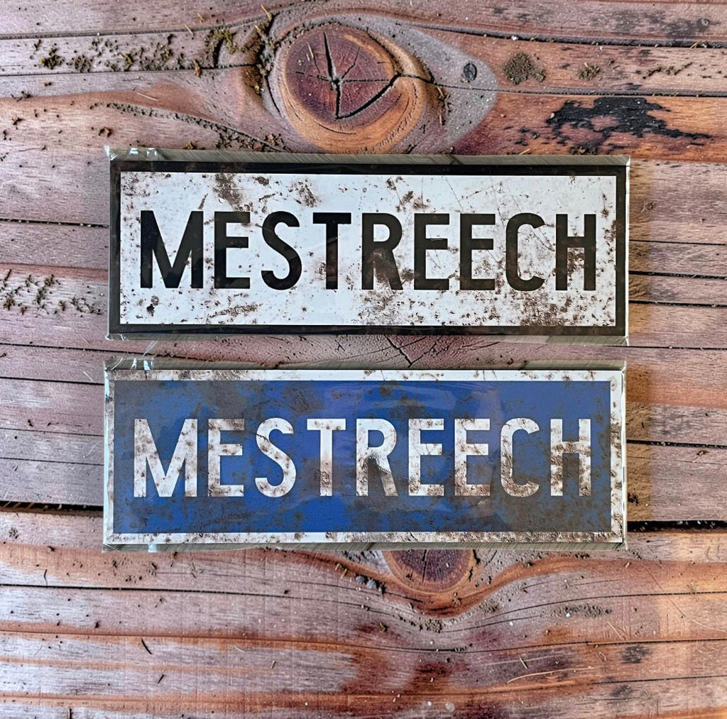 Vintage plaatsnaambord Mestreech- 30cm - blauw/wit
